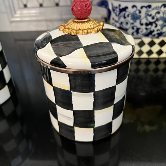 Set of 3 Mackenzie Childs Courtly Check Canisters - Picture 4 of 6